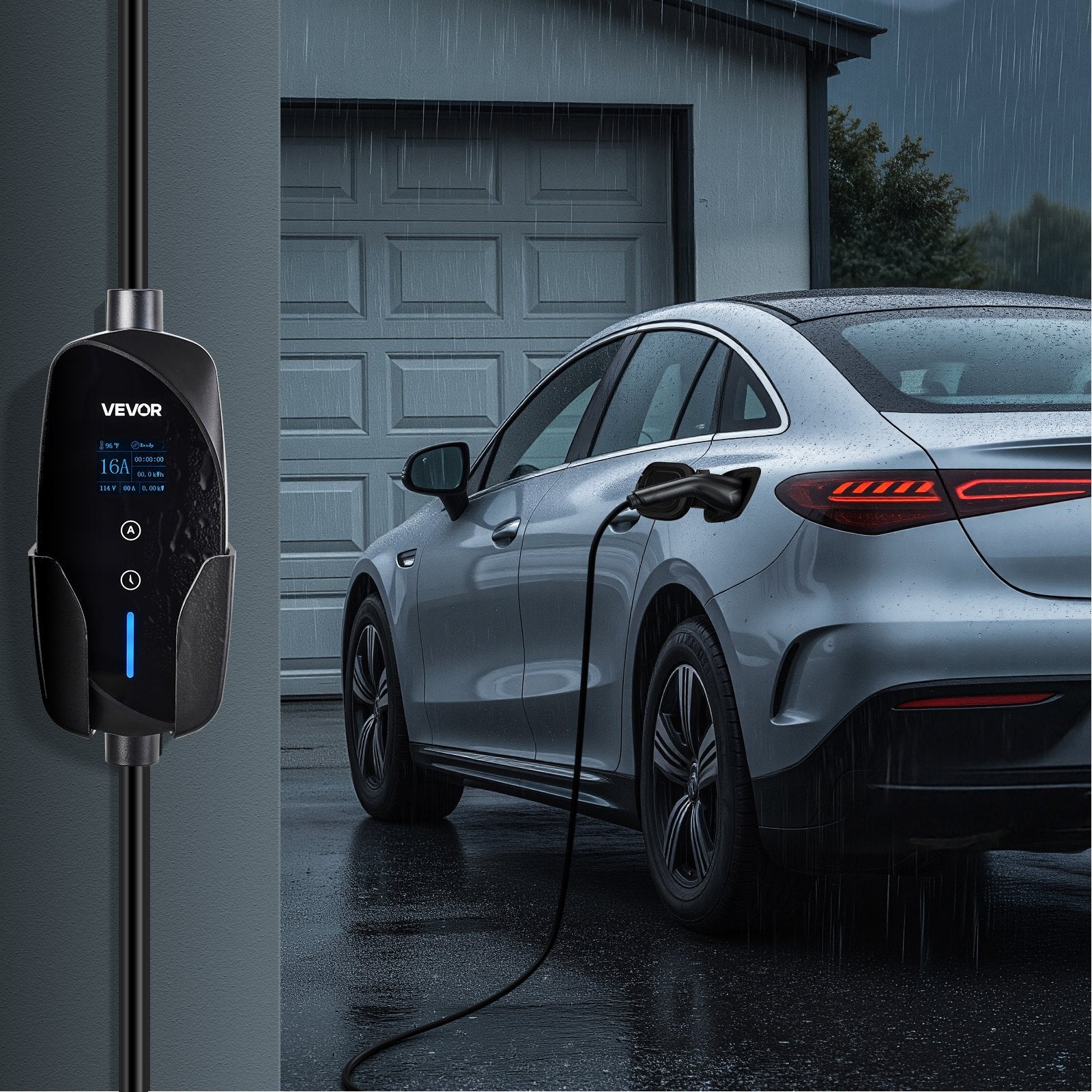 Level 1&2 EV Charger Portable Charger 16A Adjustable Current 120V 240V With LCD