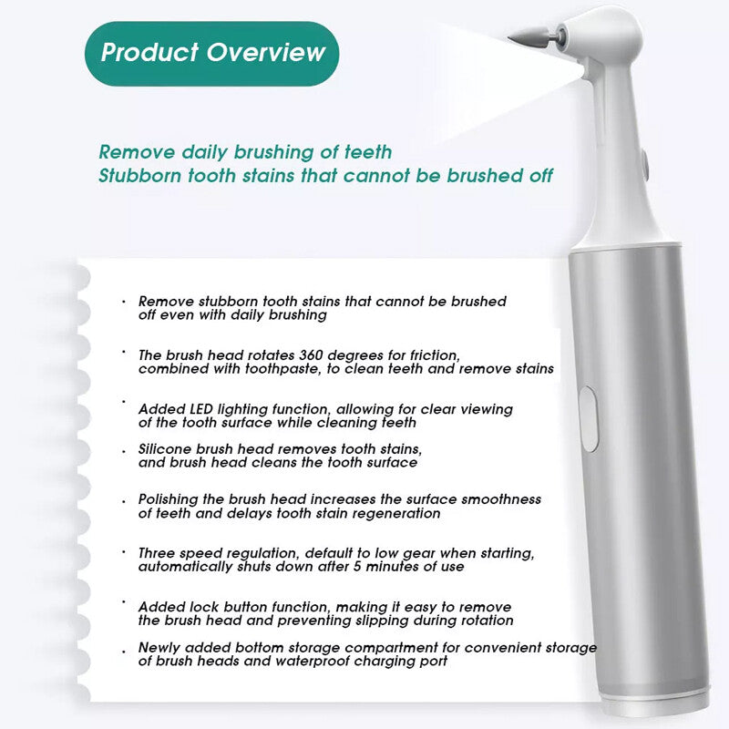 Tooth Polisher Electric Teeth Whitening Cleaning For Plaque Stain Removal Yellow